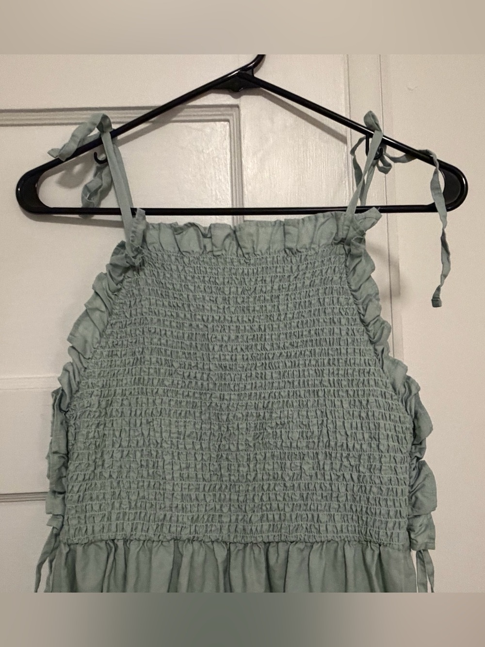 ASOS Smocked Tie-Strap Maxi Dress in Sage